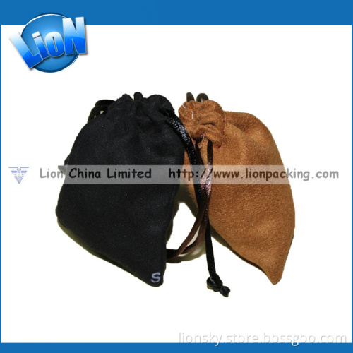Custom Suede Jewelry Pouch Black&Khaki Colour (R-097)